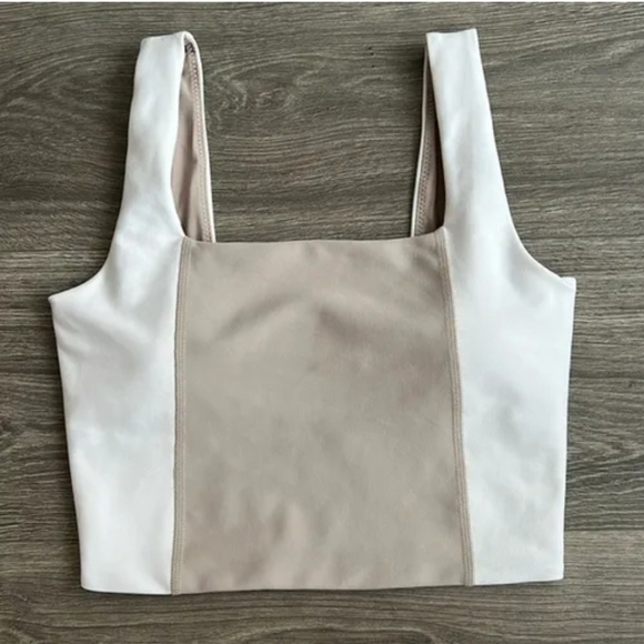 NWT Abercrombie & Fitch YPB SculptLUX Square-neck Color Block Cropped Tank small - Picture 2 of 7